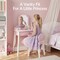 Best Choice Kids Wooden Pretend Play Vanity and Chair Set w/ Mirror – Little Girls Makeup Table with 3 Drawers